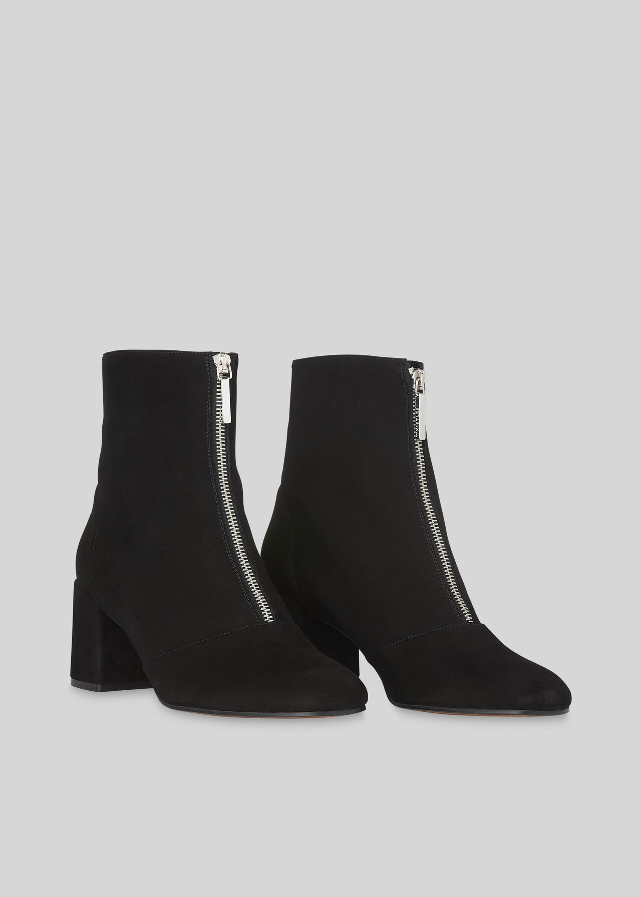 Rowan Suede Zip Front Boot Black