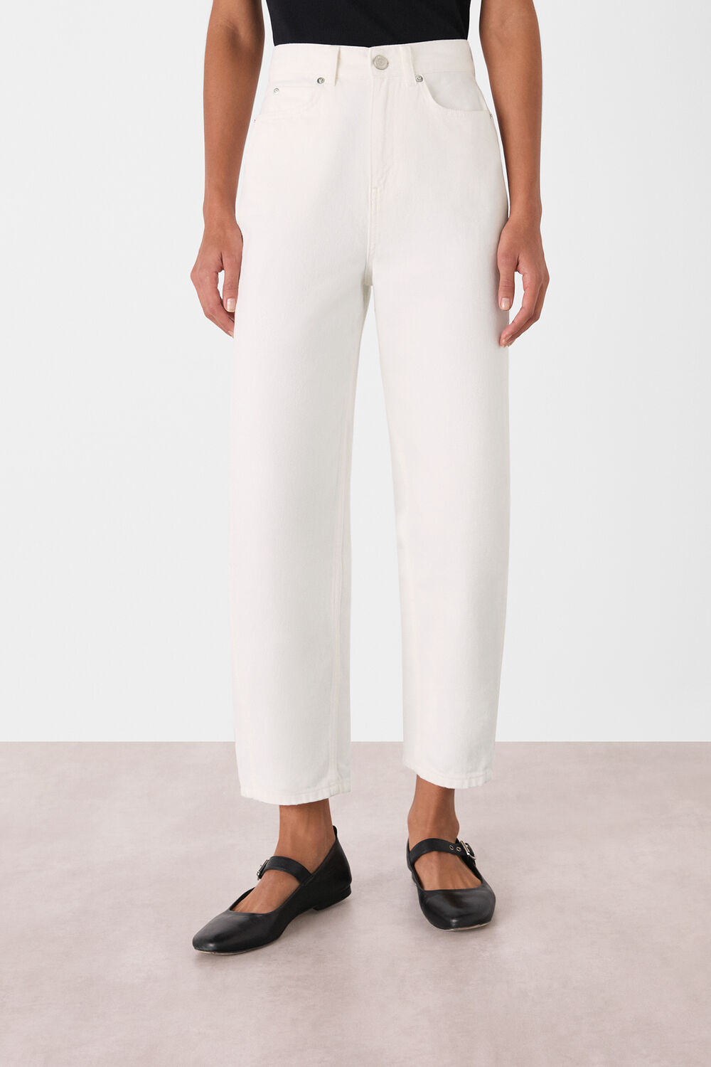 White Authentic Barrel Leg Jean