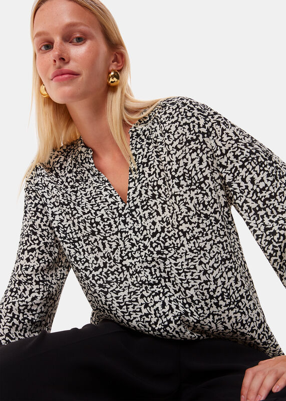 Black Scribble Print Blouse