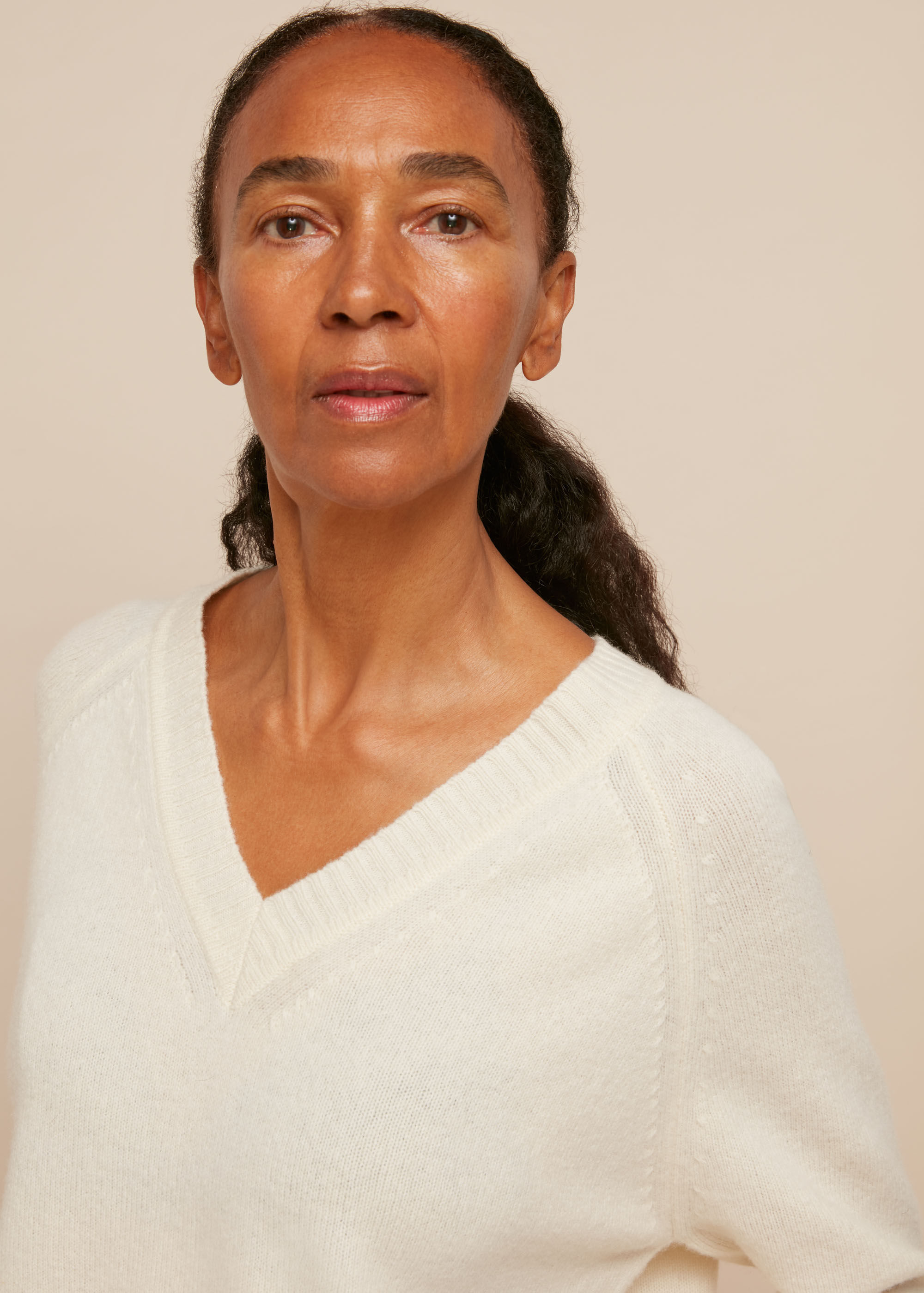 Ivory V Neck Knitted Dress | WHISTLES 