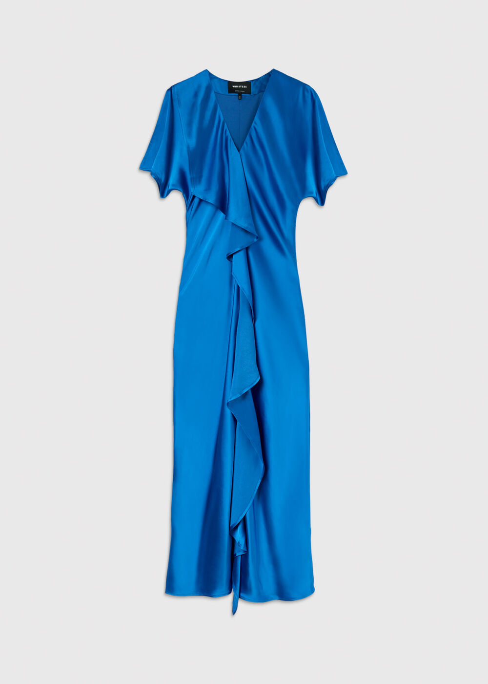 V Neck Ruffle Satin Dress