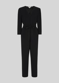 Hallie Zip Crepe Jumpsuit Black