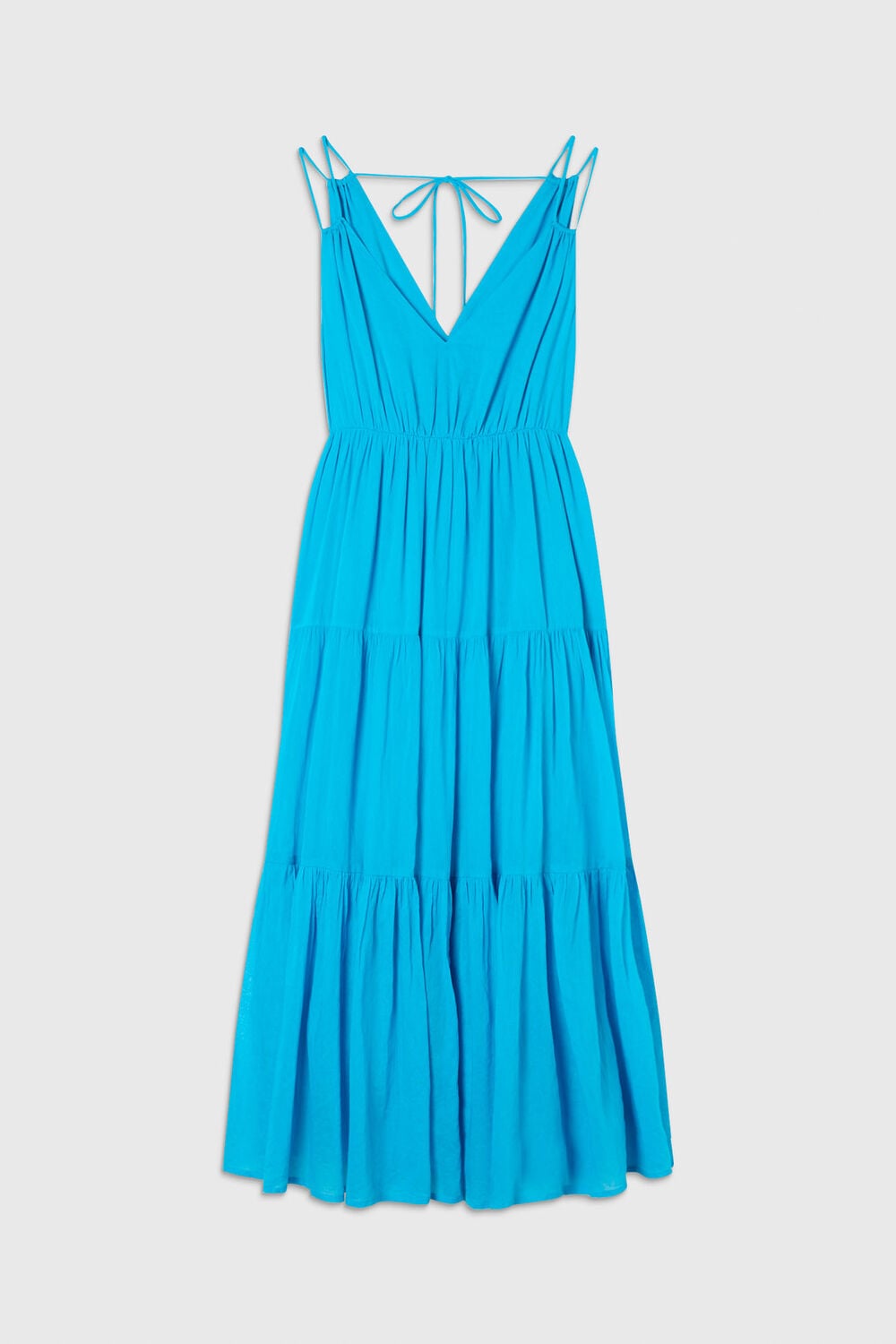 Turquoise Petite Cotton Maxi V Neck Sundress
