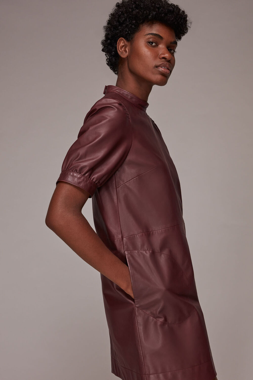 Puff Sleeve Leather Dress