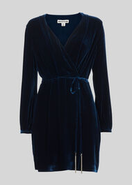 Lavone Silk Mix Velvet Dress Dark Blue