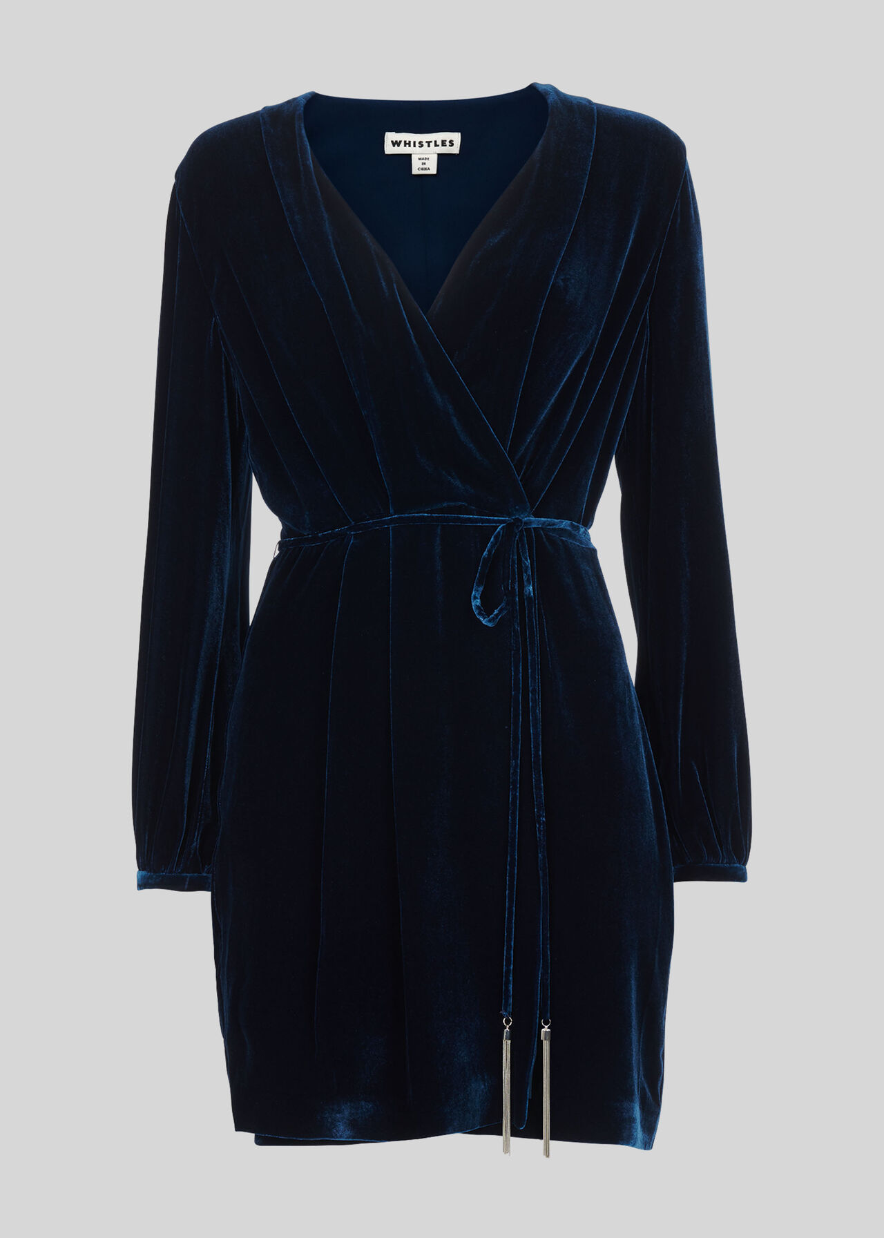 Lavone Silk Mix Velvet Dress Dark Blue