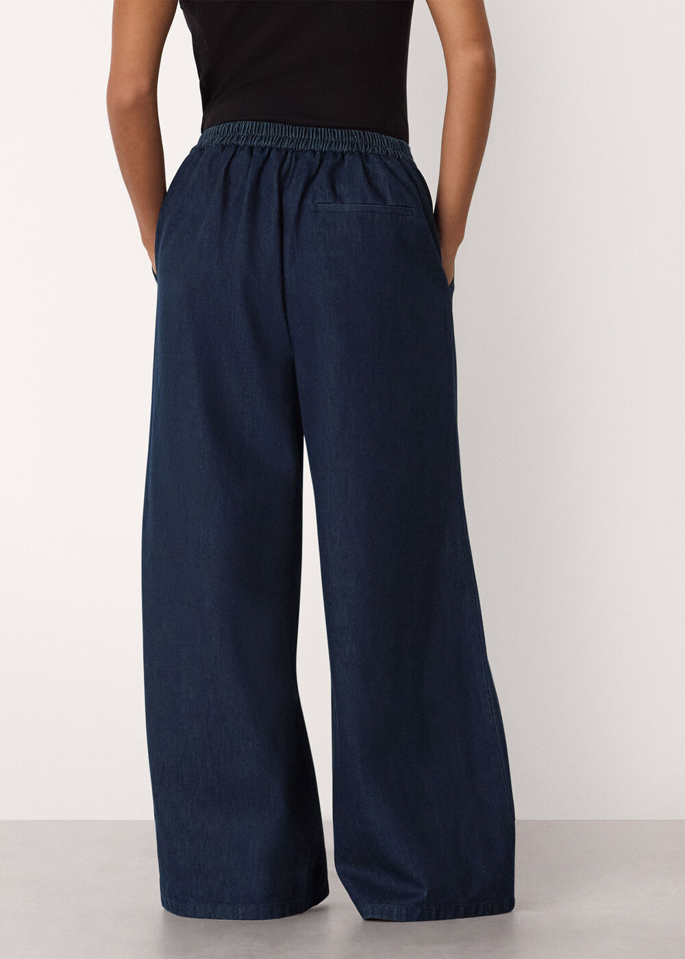 Petite Cotton Wide Leg Pleat Trouser