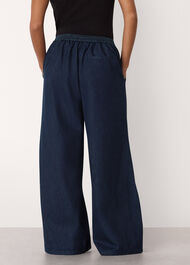 Petite Cotton Wide Leg Pleat Trouser