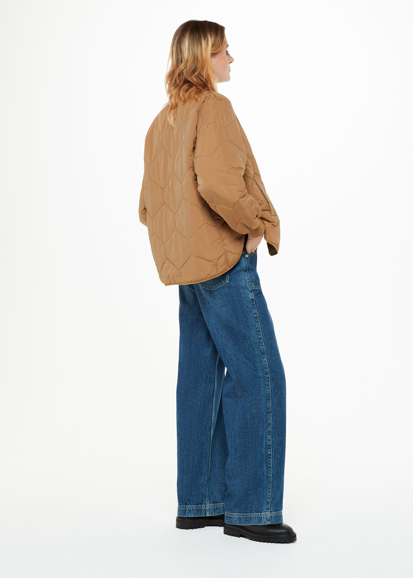Camel quilted jacket new arrivals