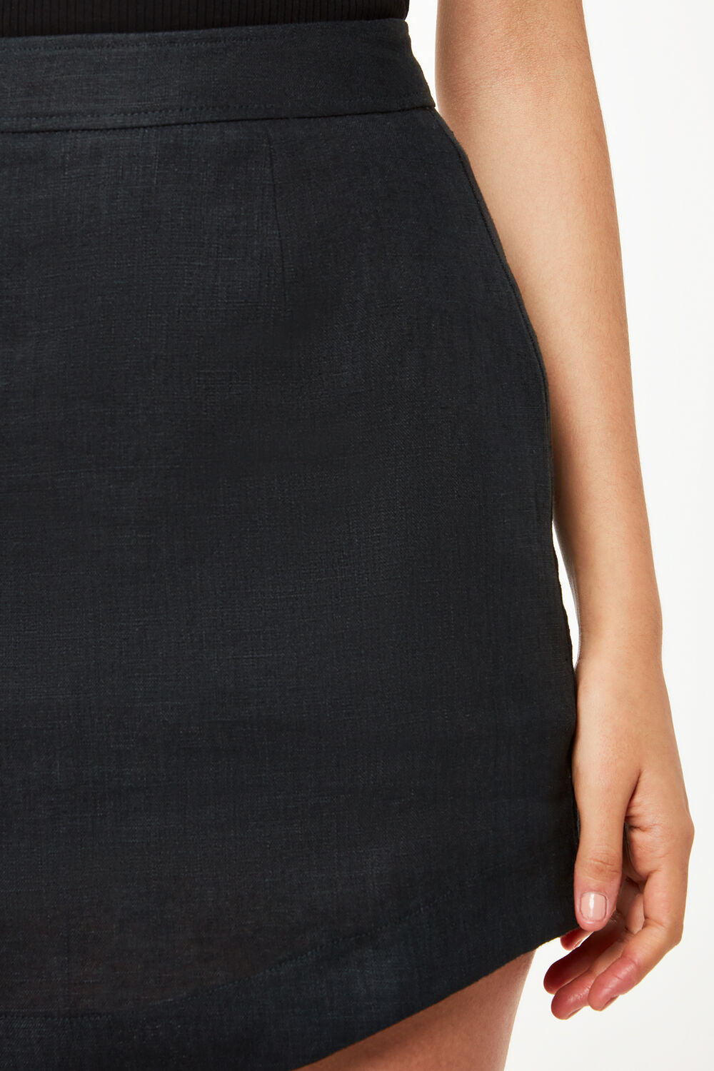 Curved Hem Linen Skirt