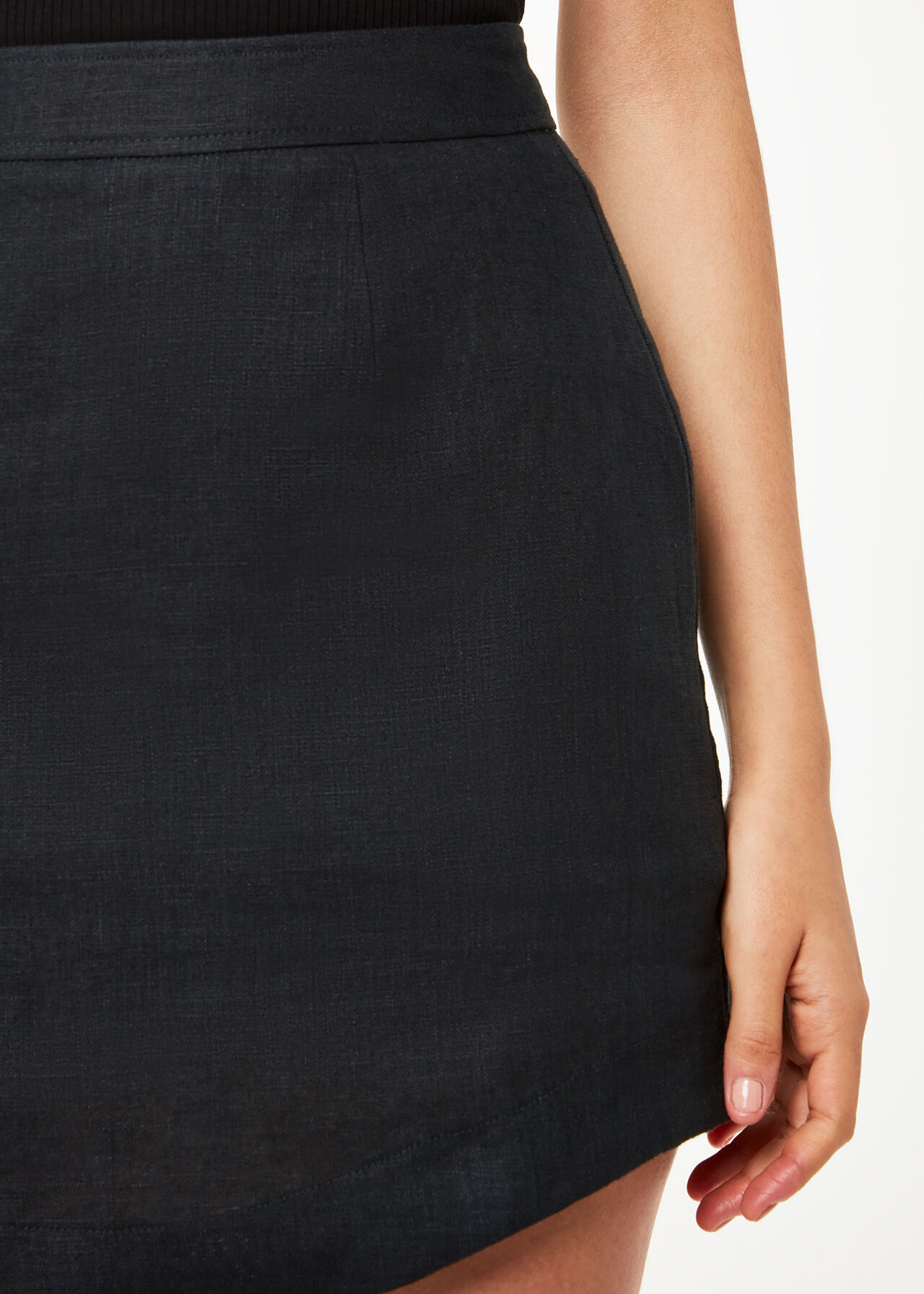 Curved Hem Linen Skirt