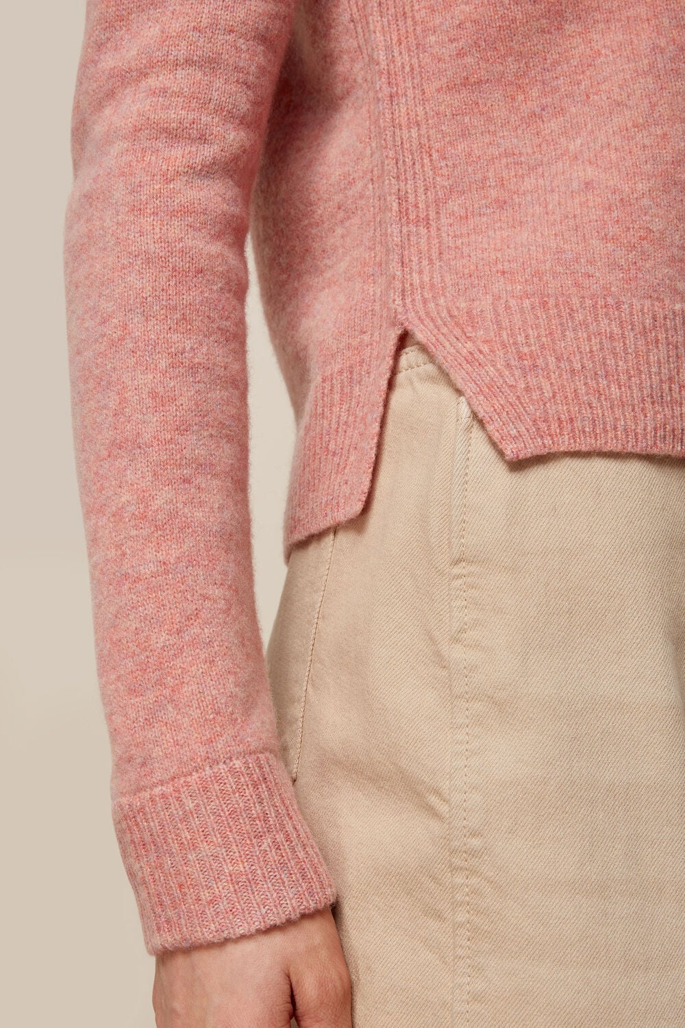Puff Sleeve Merino Wool Knit Pale Pink