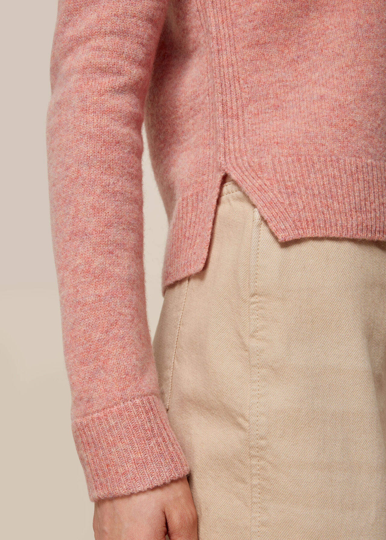 Puff Sleeve Merino Wool Knit Pale Pink