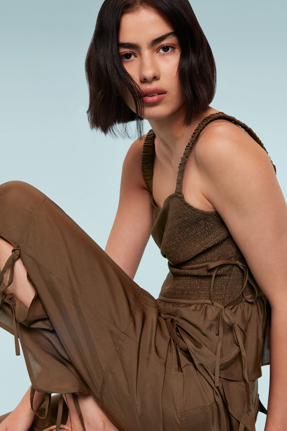 Chocolate Tie Detail Trouser