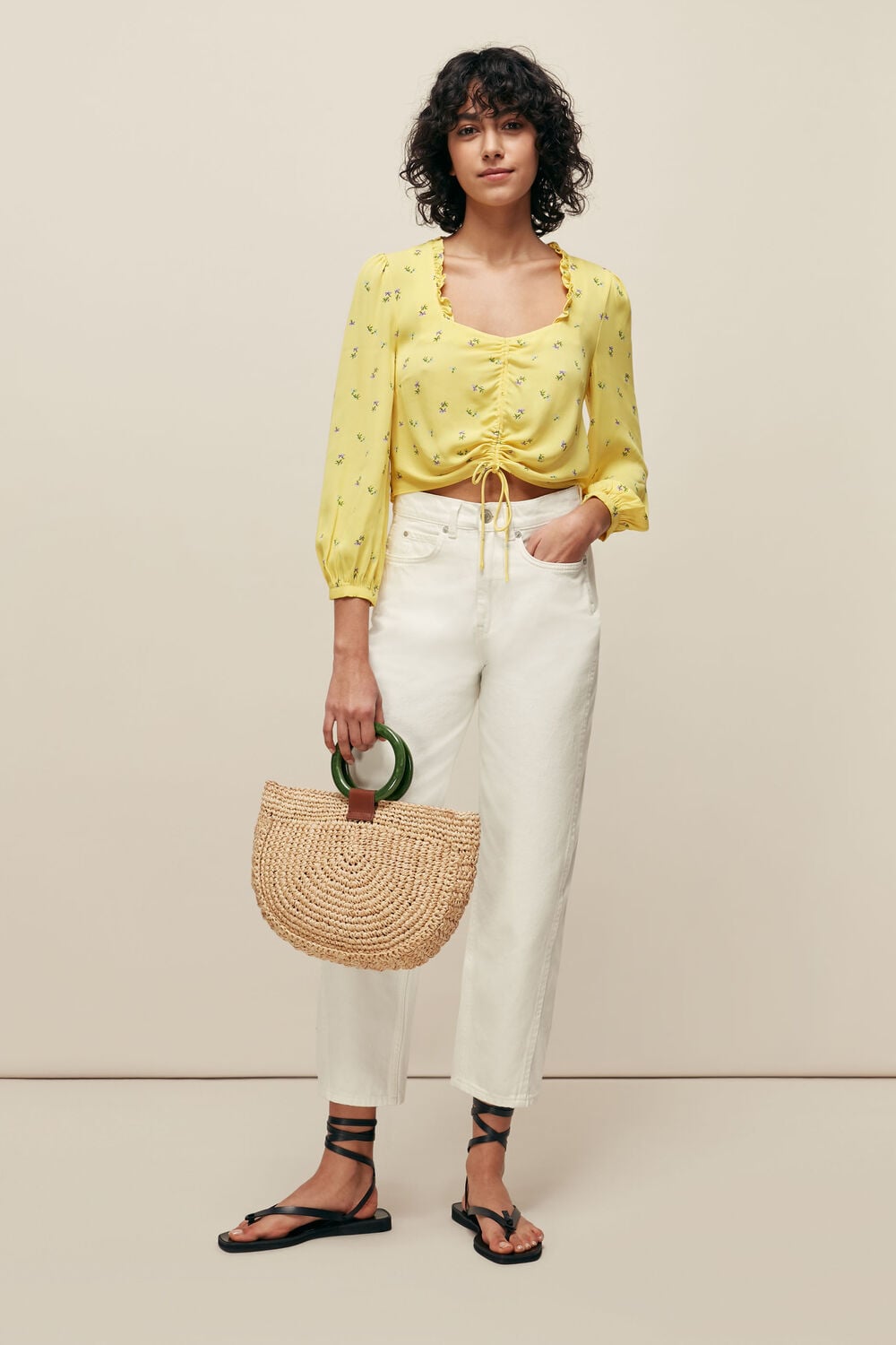 Yellow Forget Me Not Drawstring Top