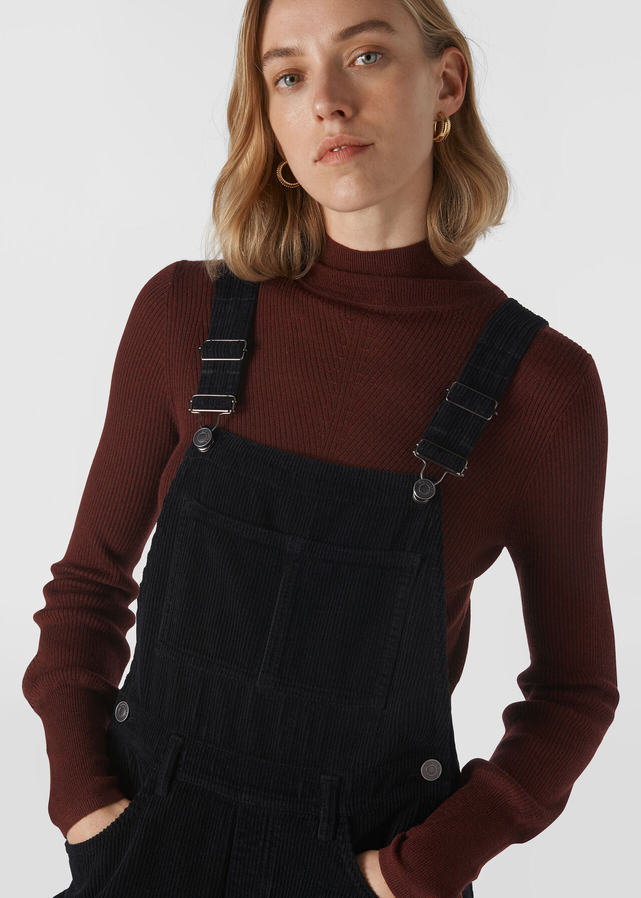 Corduroy Dungaree Black