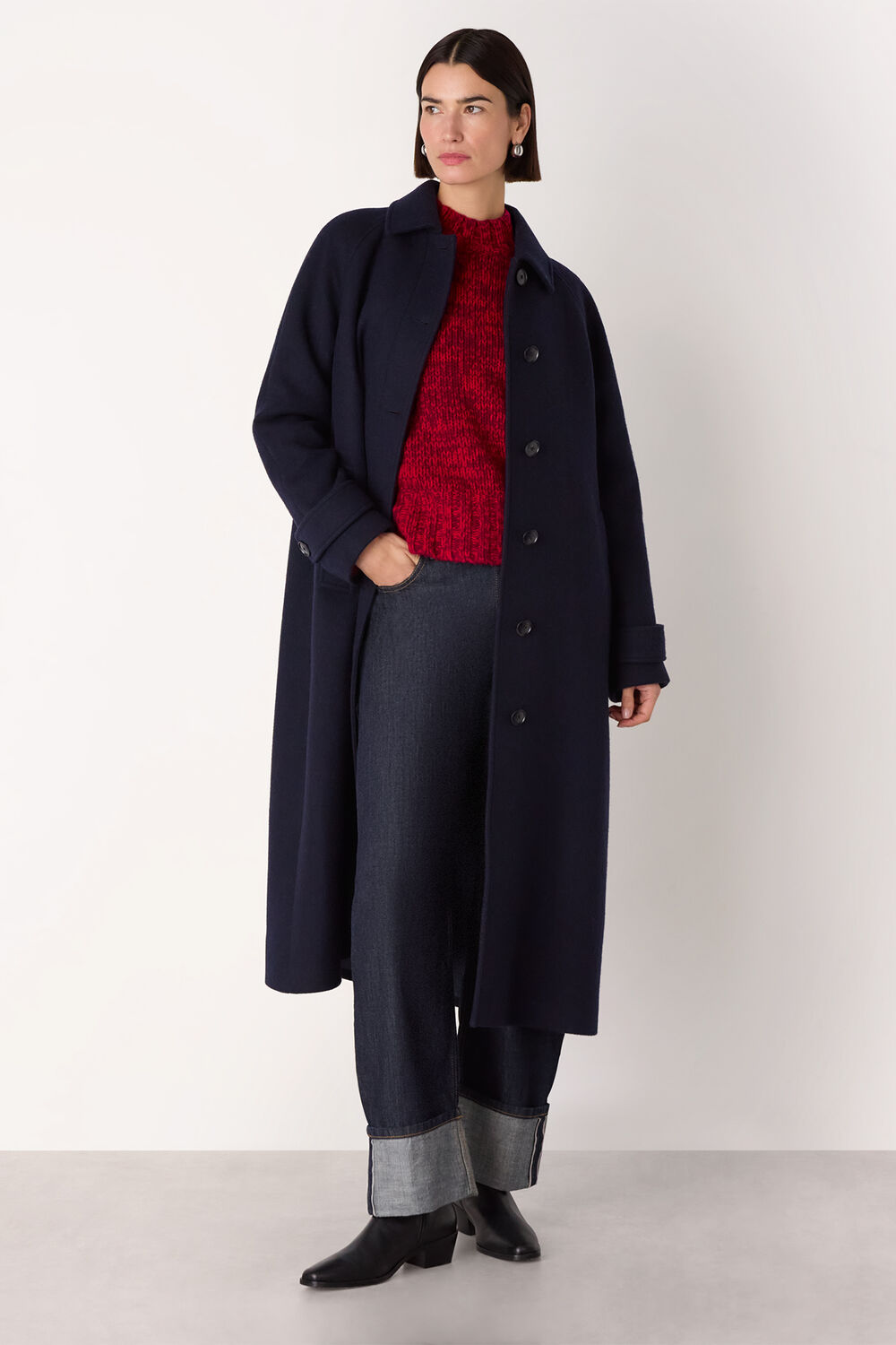 Red Chunky Wool Fleck Knit