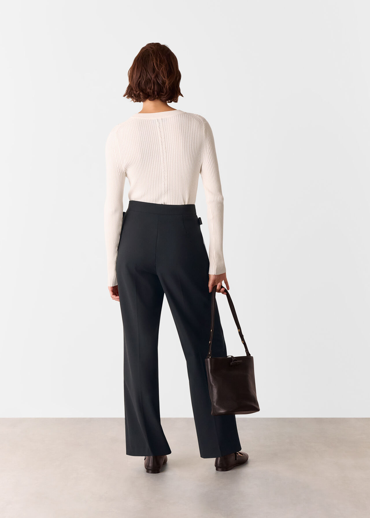 Petite Wool Blend Tab Detail Trouser