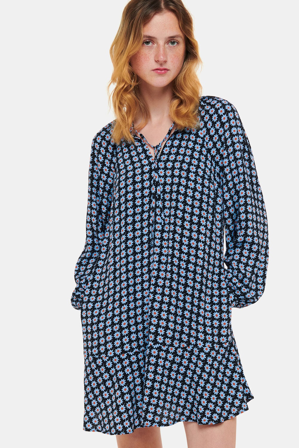 Blue Floral Dot Flippy Dress