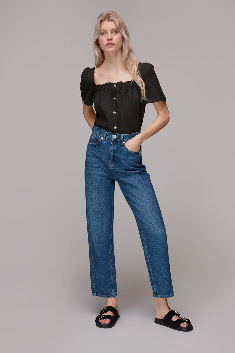 Square Neck Linen Top