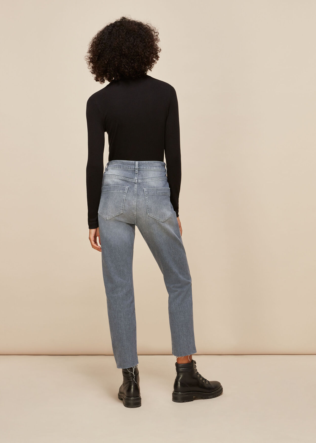 Grey Slim Frayed Detail Jean | WHISTLES