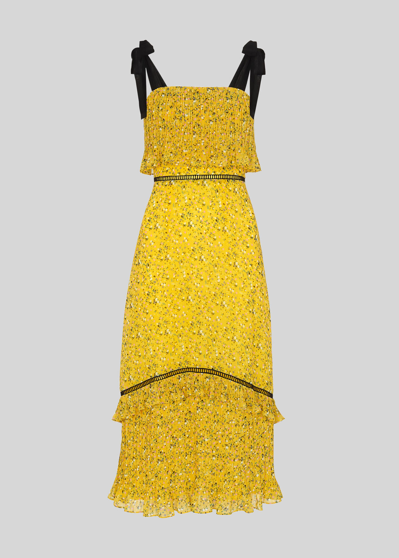 Ditsy Blossom Pleated Dress Yellow/Multi