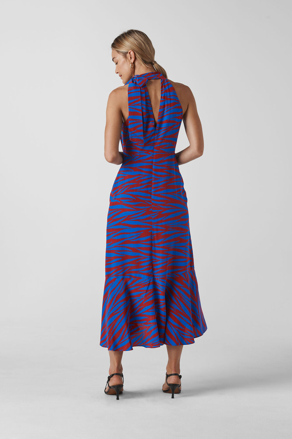 Peria Tiger Print Silk Dress Blue/Multi