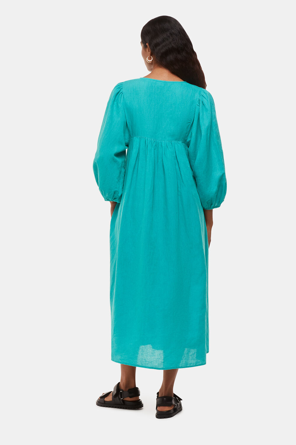 Turquoise Petite Gloria Linen Blend Dress