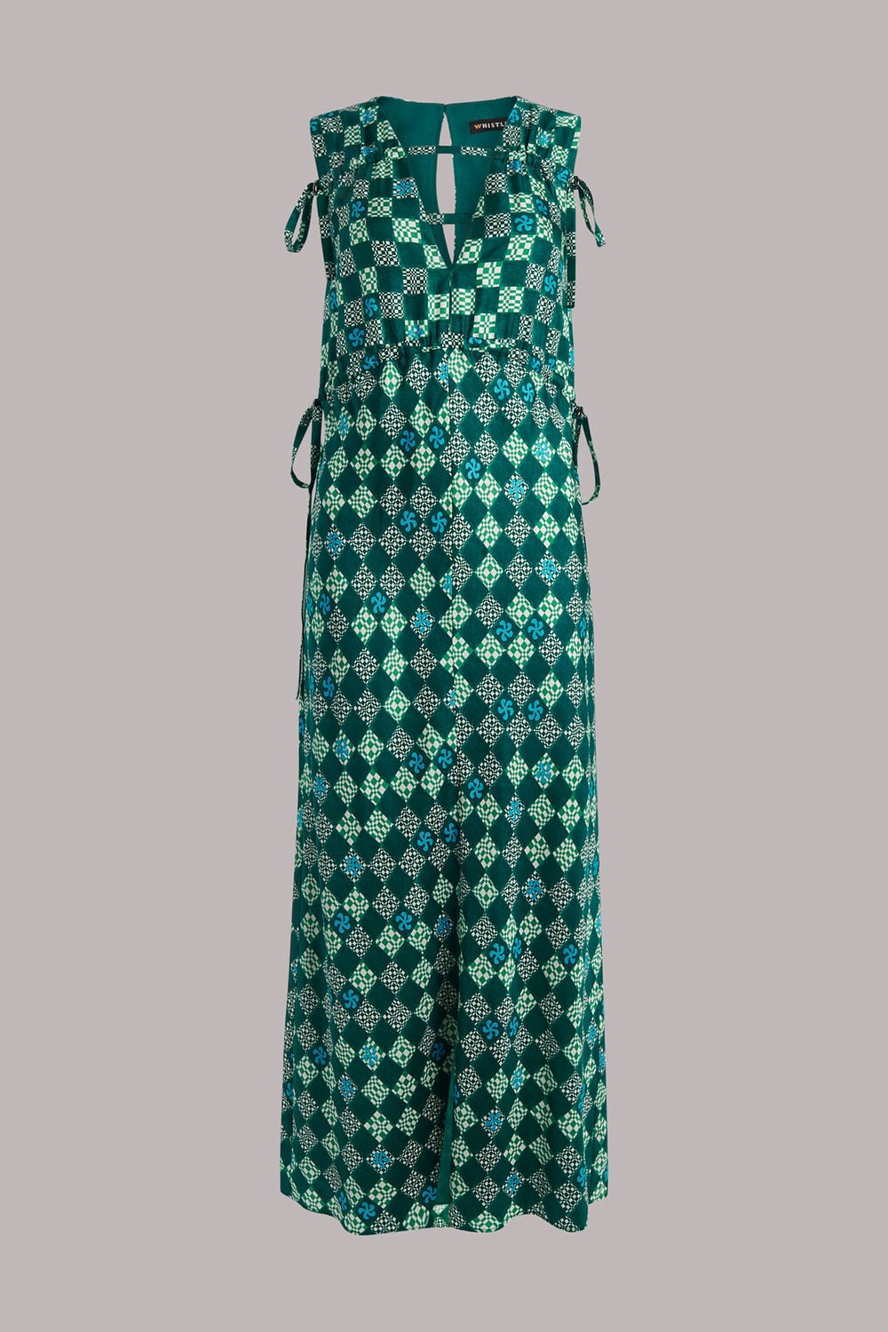 Green Silk Checkerboard Dress