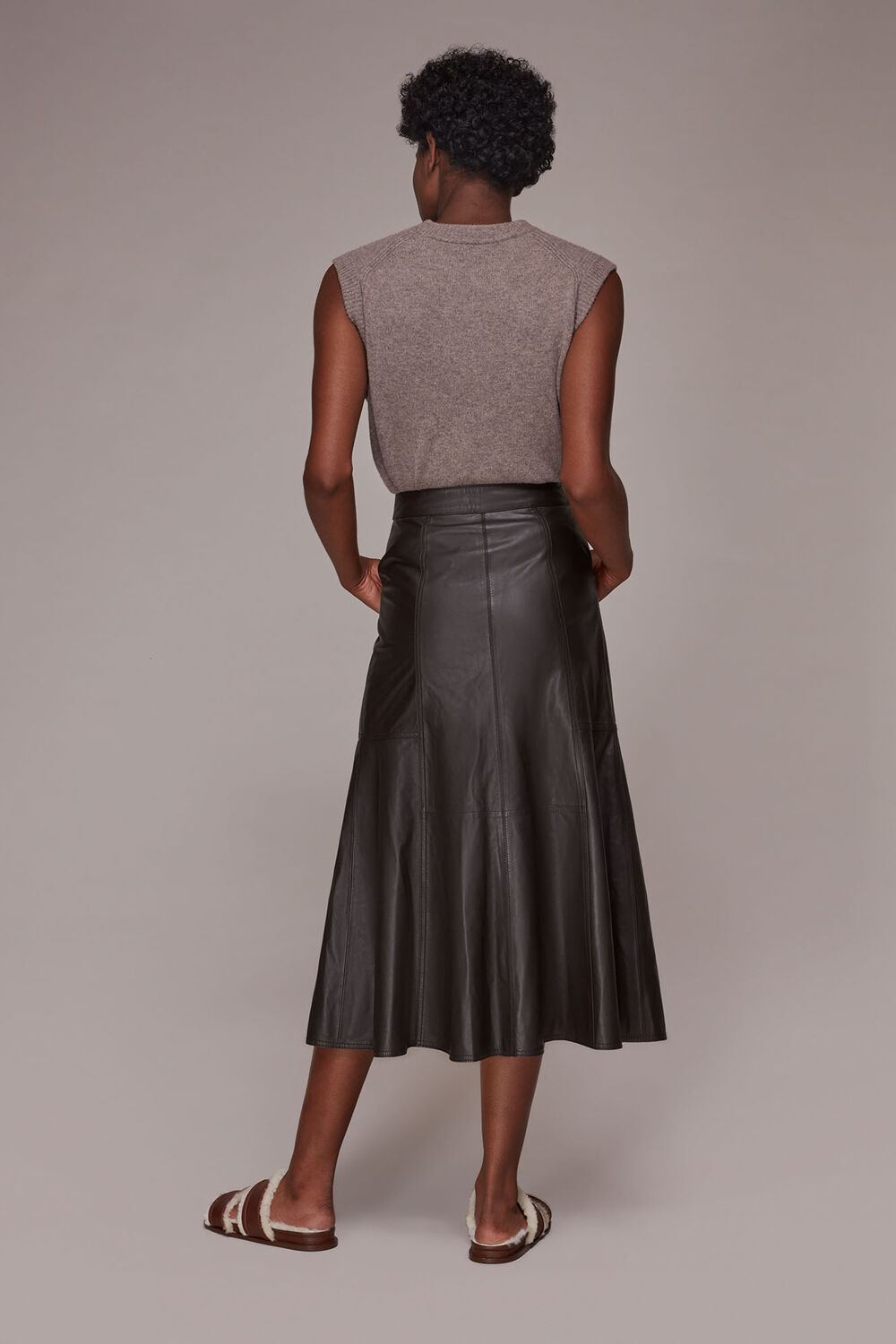 Lydia Leather Button Skirt