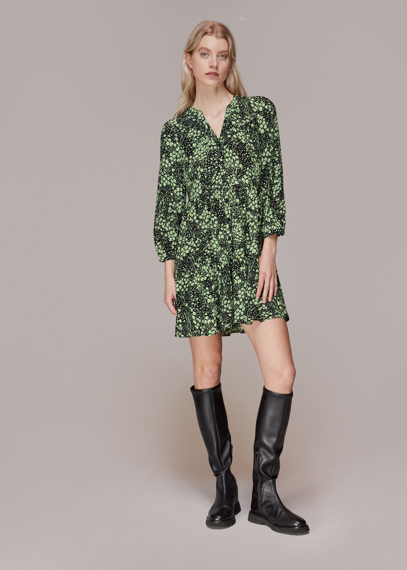 Green/Multi Daisy Meadow Print Dress WHISTLES