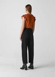 Frill Sleeveless Linen Tee Rust