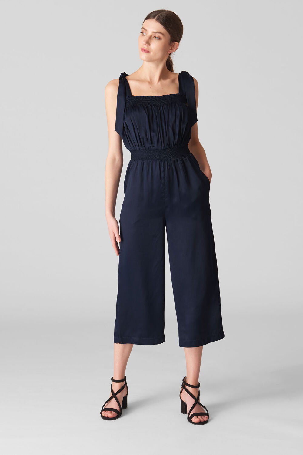 Ally Tie Shoulder Jumpsuit Navy