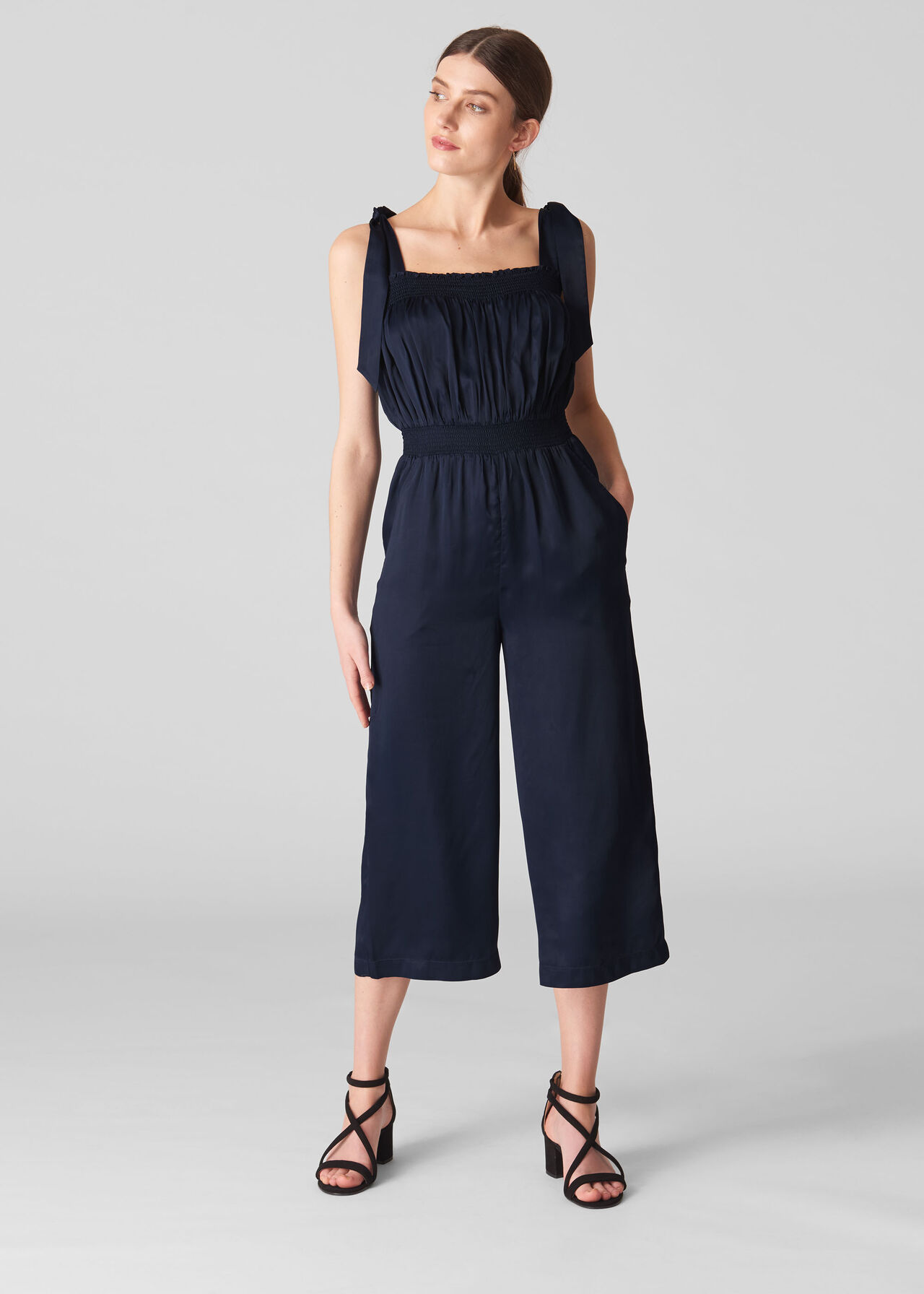 Ally Tie Shoulder Jumpsuit Navy