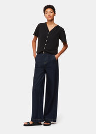 Maeve V Neck Button Front Tee