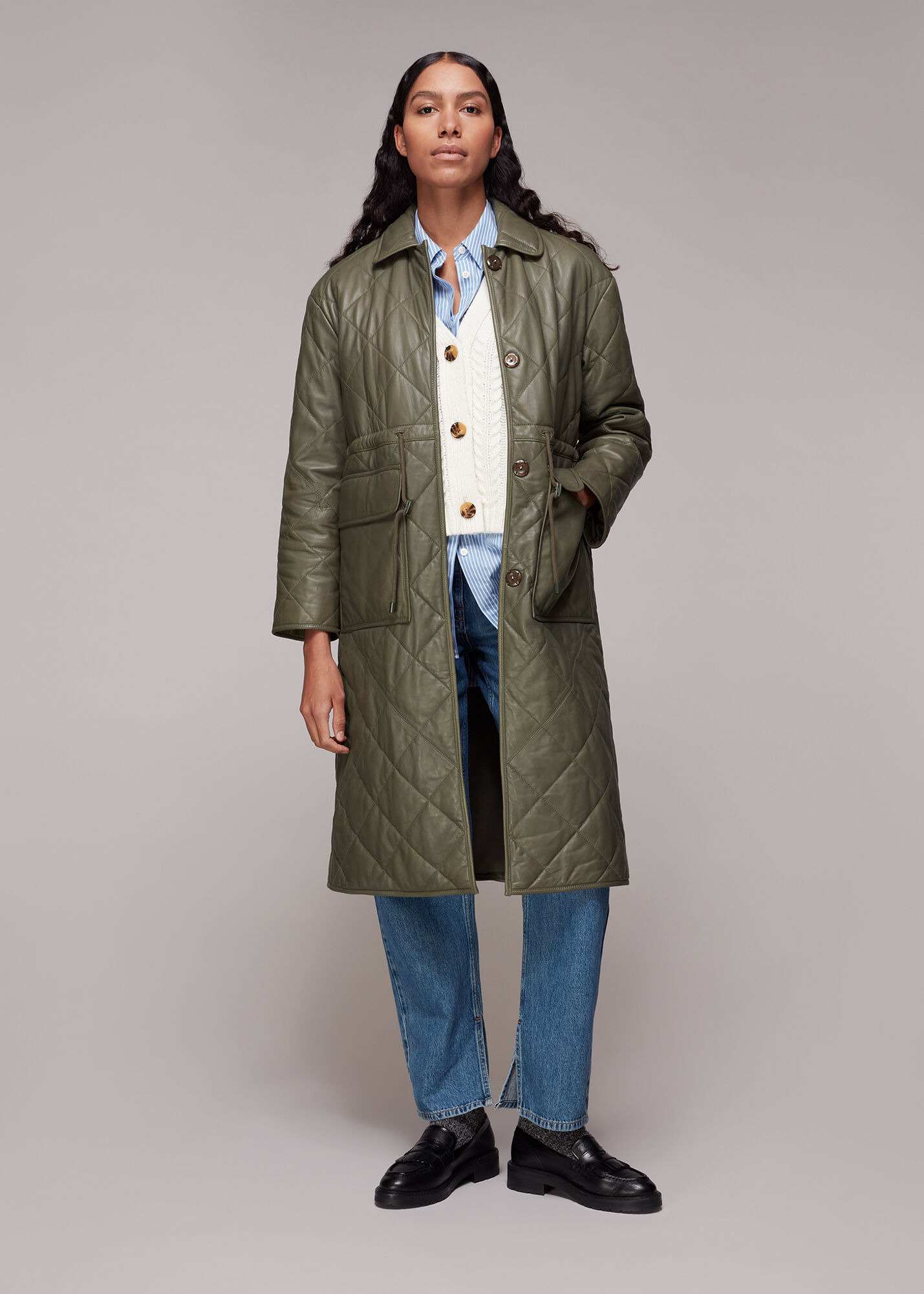 Khaki new arrivals quilted coat