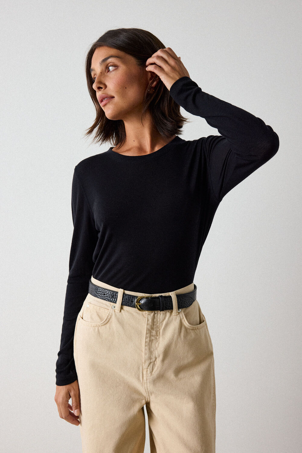 Wool Mix Jersey Crew Neck