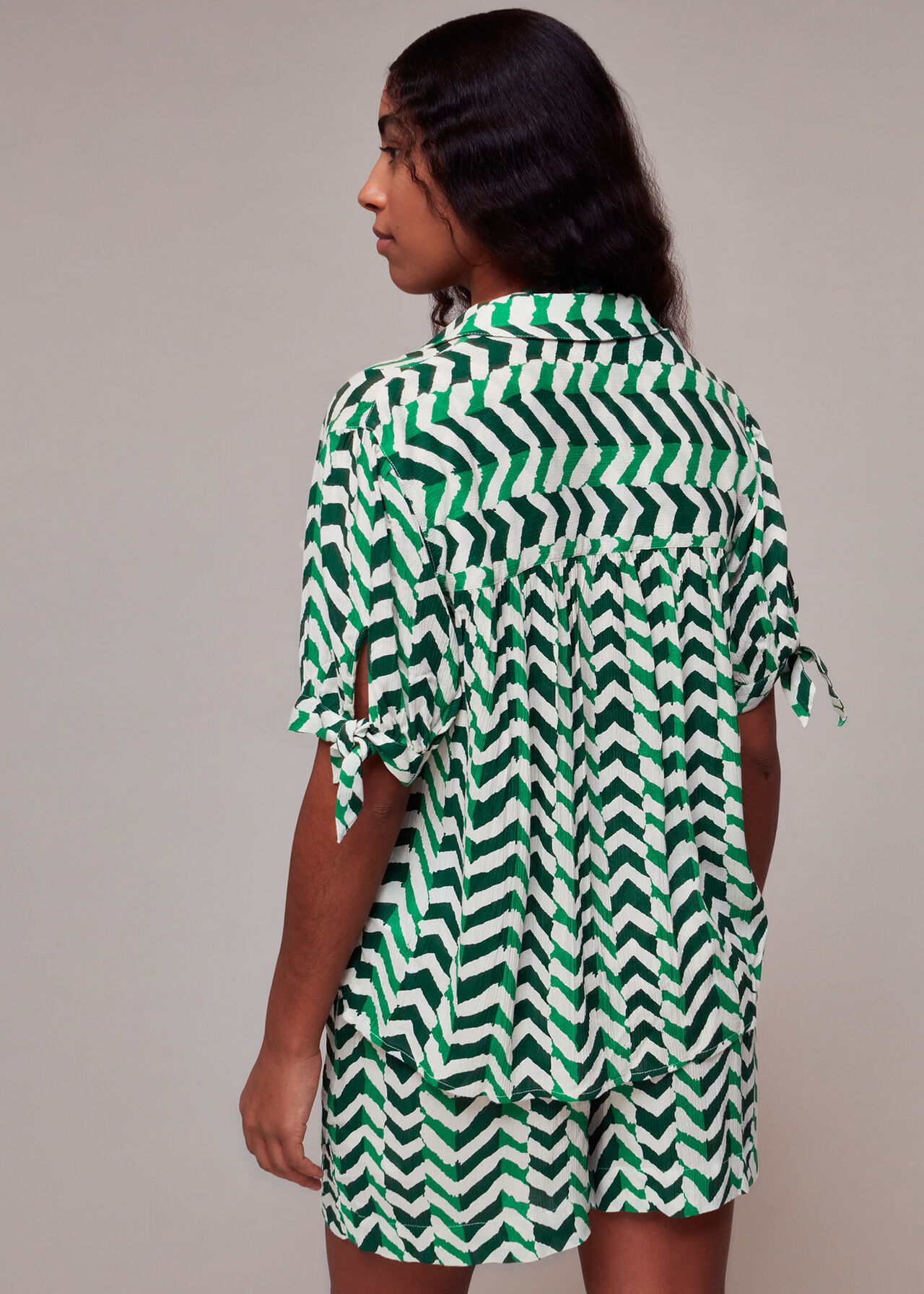Chevron Tie Sleeve Beach Shirt