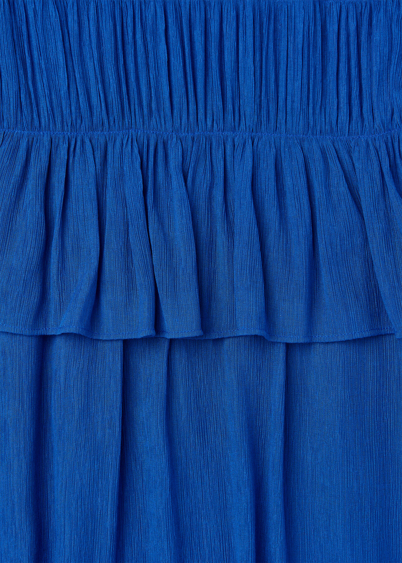 Shirred V Neck Midi Dress