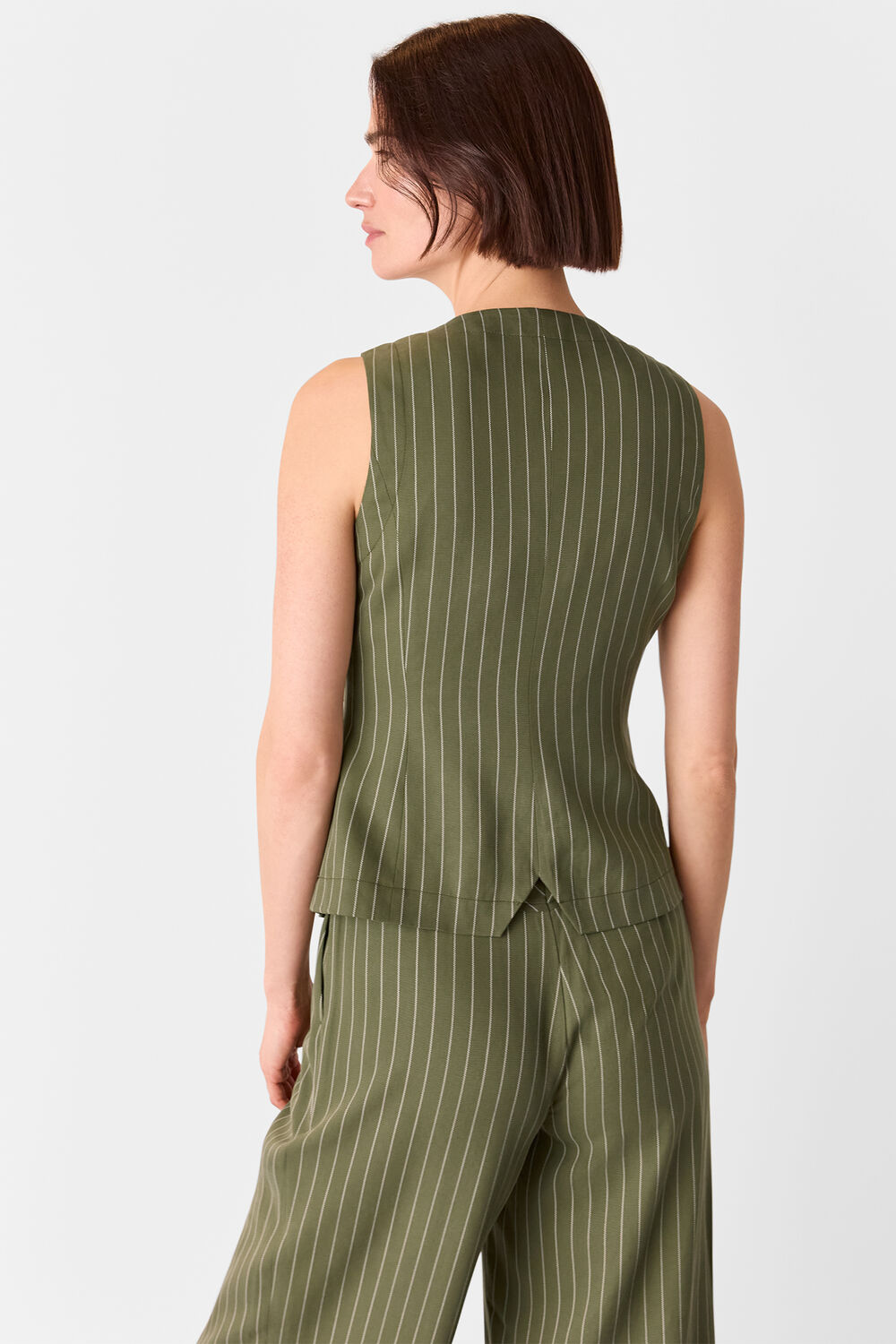 Khaki Lottie Pinstripe Waistcoat