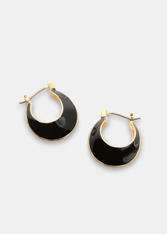 Black Enamel Curved Earring