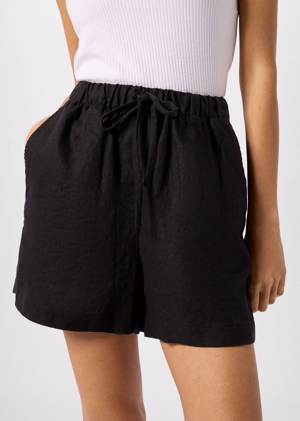 Petite Linen Elasticated Short