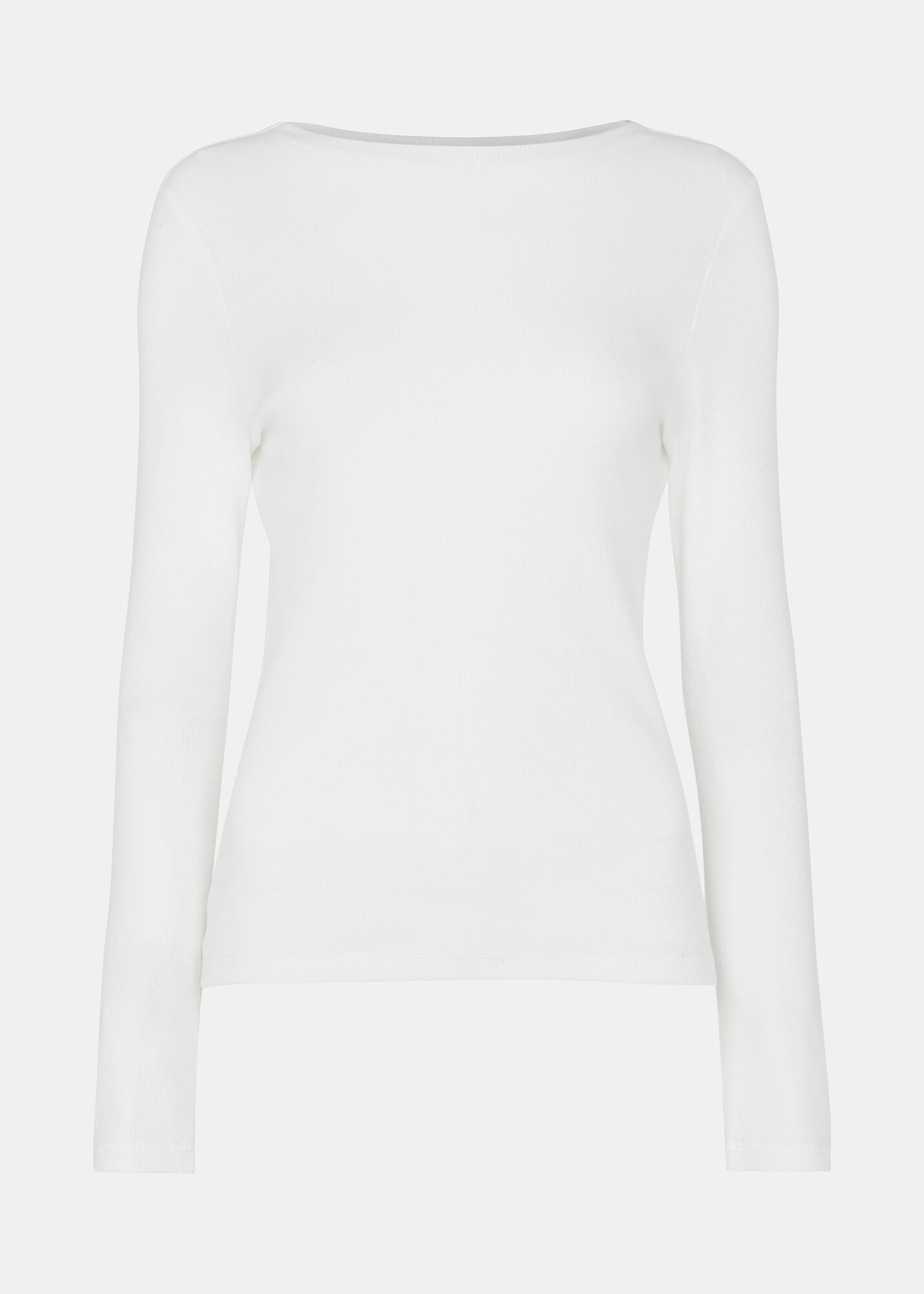 White High Neck Long Sleeve Rib Top | WHISTLES | Whistles US |