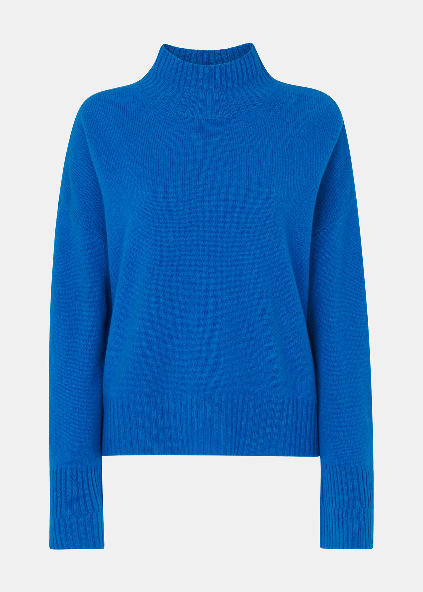 Shop the Blue Wool Funnel Neck Jumper at Whistles