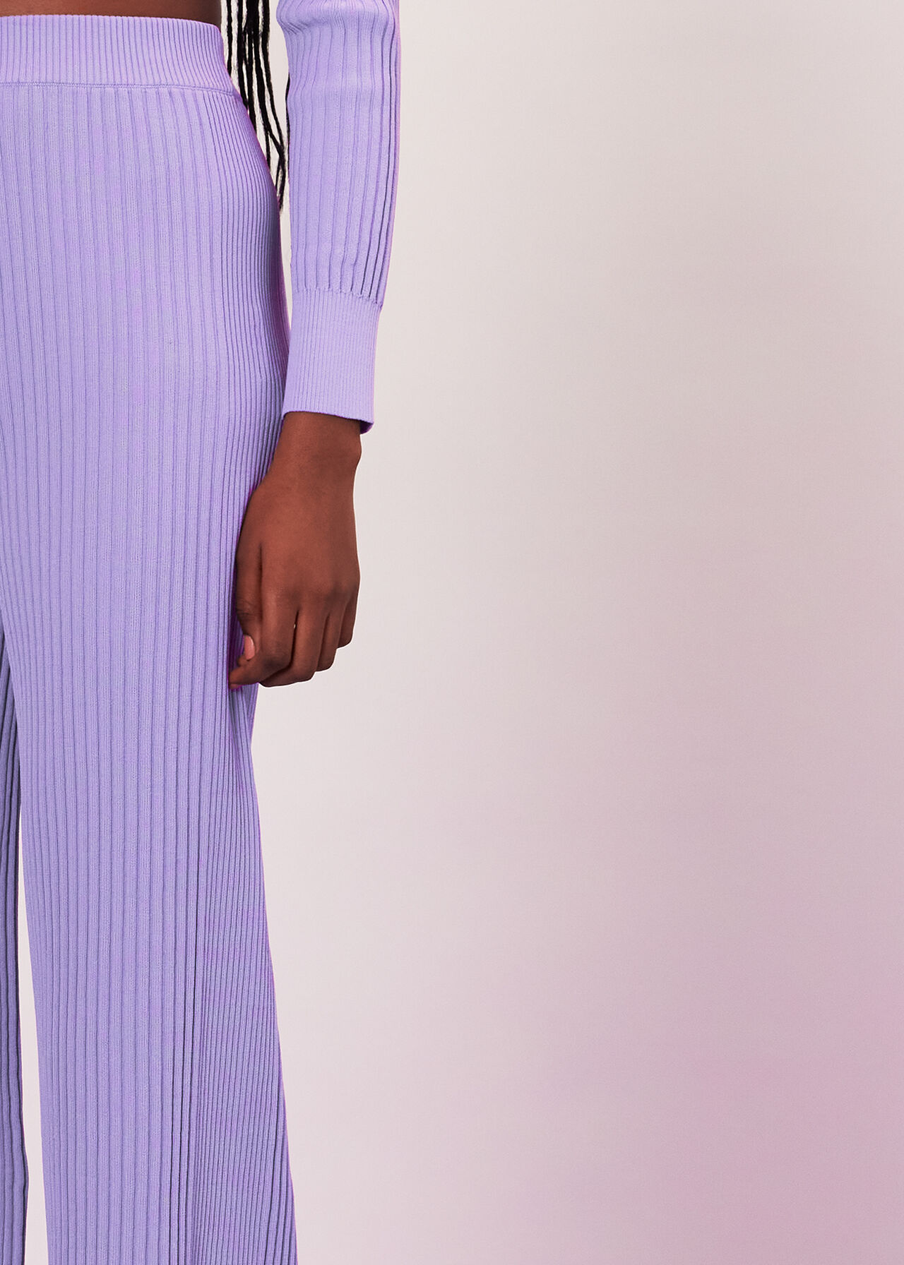 Wide Leg Rib Knit Trouser
