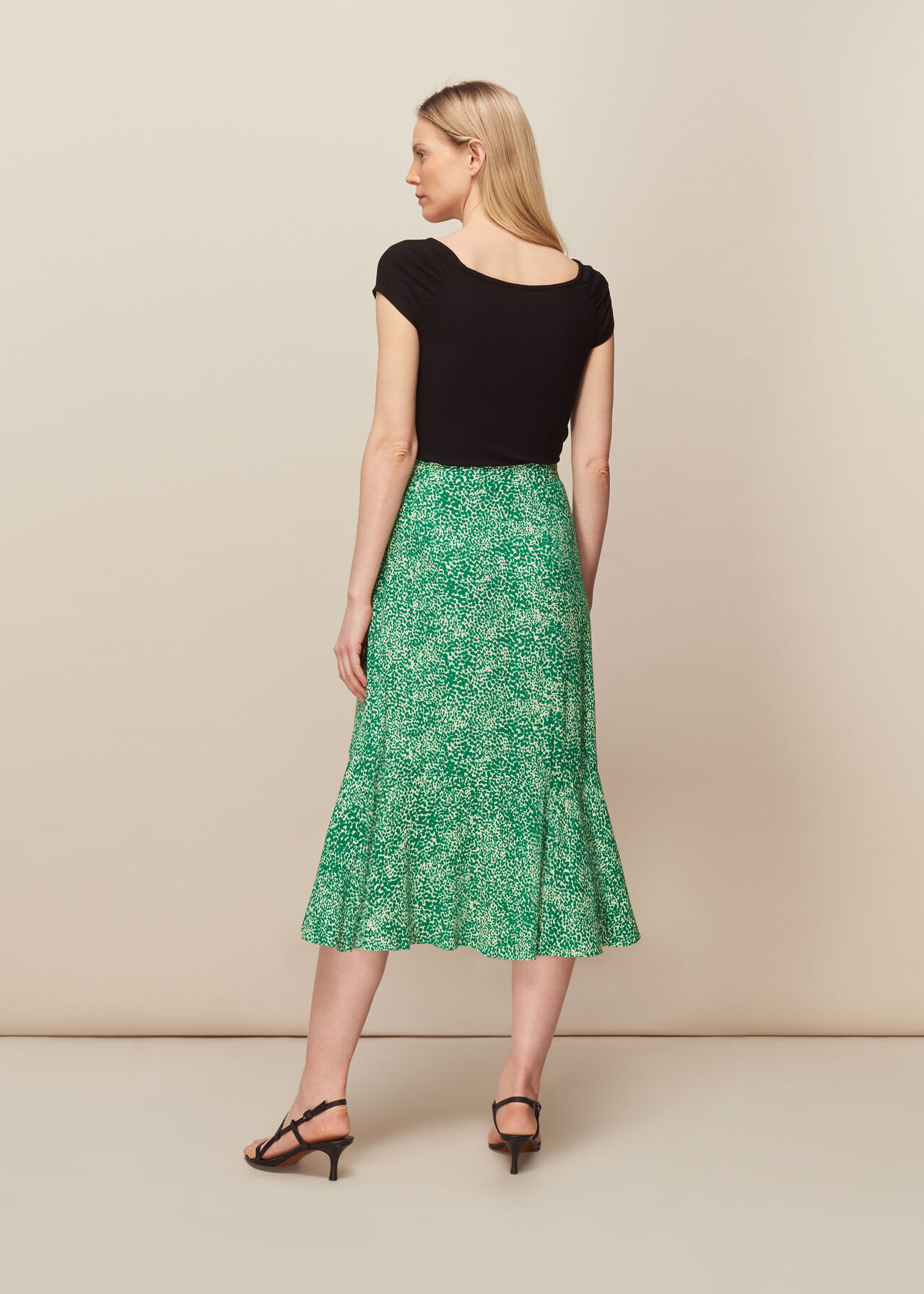 Green/Multi Blot Animal Frill Skirt | WHISTLES