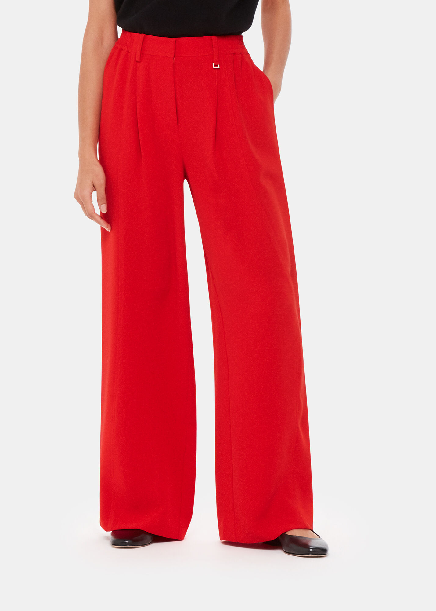 Red crepe shop pants