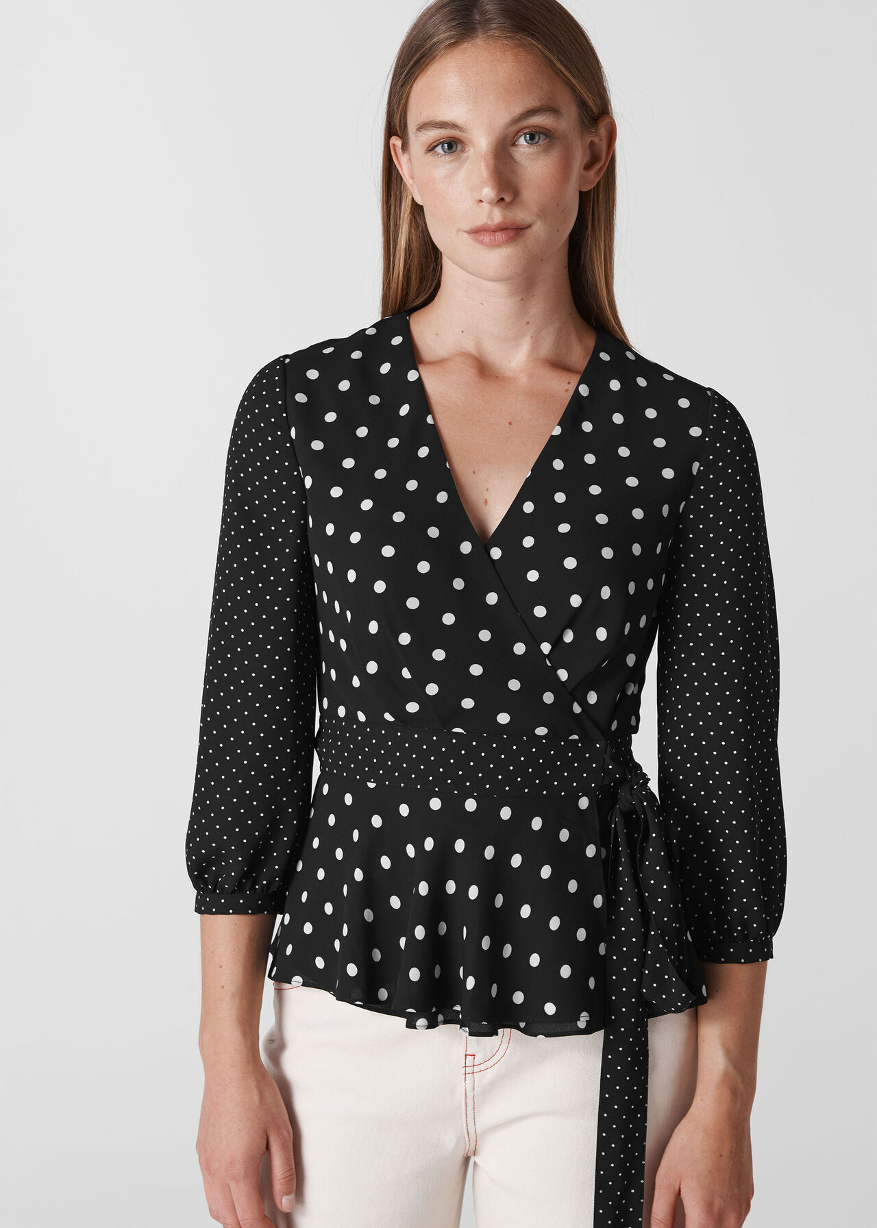 Multi Spot Print Wrap Top