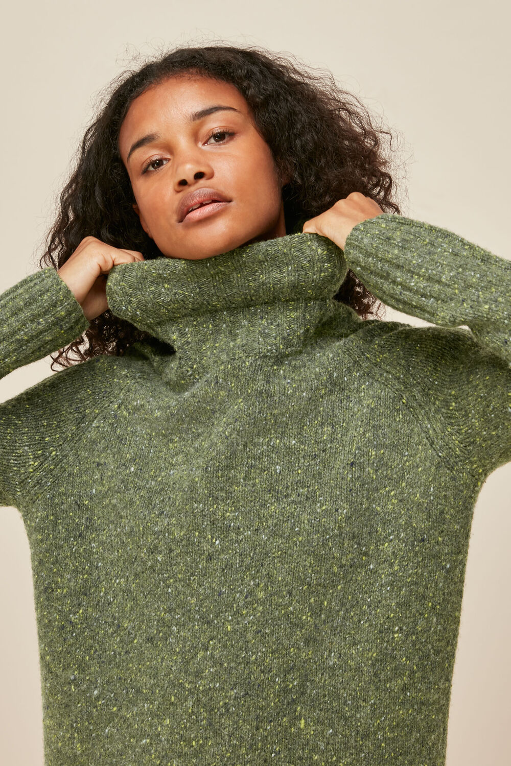 Flecked Wool Knit Midi Dress