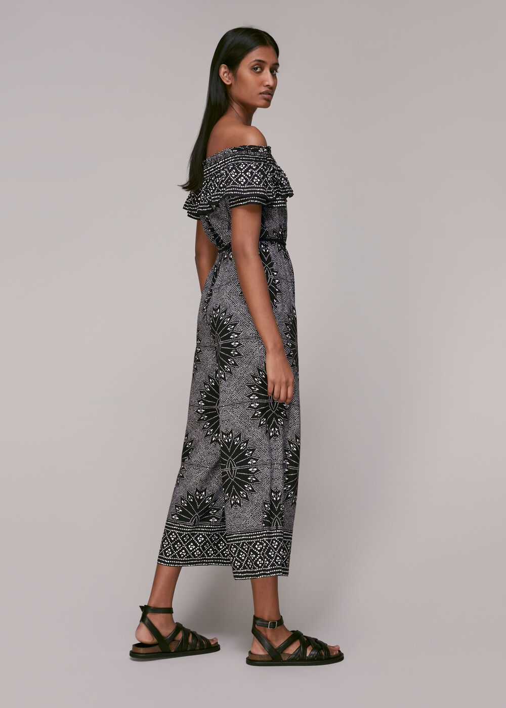 Bleached Print Bardot Jumpsuit
